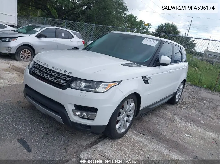 2015 Land Rover Range Rover Sport 3.0L V6 Supercharged Hse VIN: SALWR2VF9FA536174 Lot: 40323608