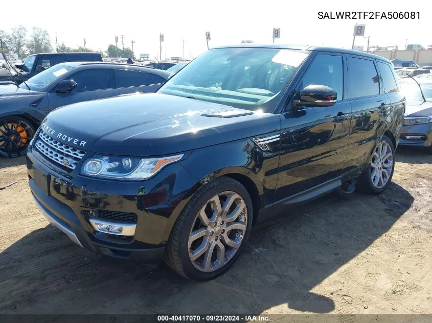 2015 Land Rover Range Rover Sport 5.0L V8 Supercharged VIN: SALWR2TF2FA506081 Lot: 40417070