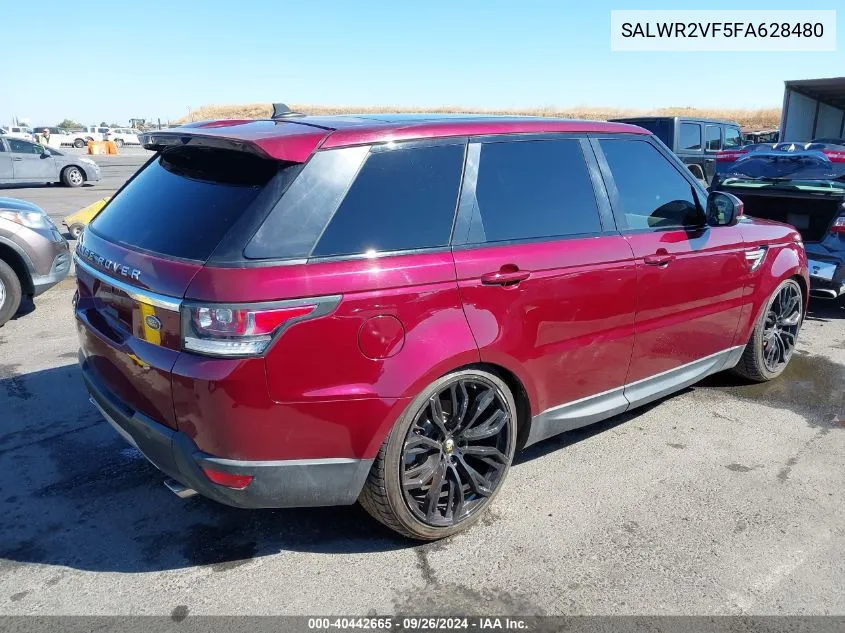 2015 Land Rover Range Rover Sport Hse VIN: SALWR2VF5FA628480 Lot: 40442665