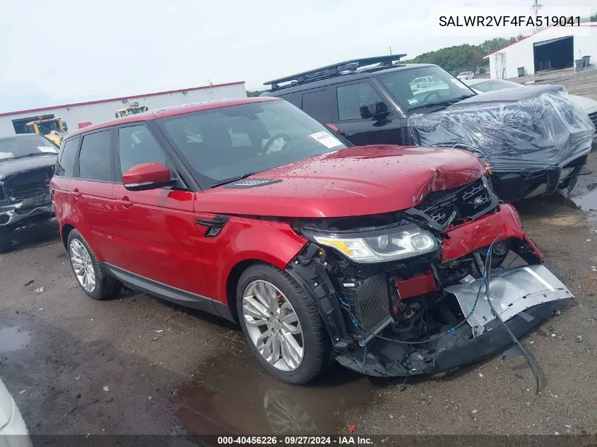 2015 Land Rover Range Rover Sport 3.0L V6 Supercharged Hse VIN: SALWR2VF4FA519041 Lot: 40456226