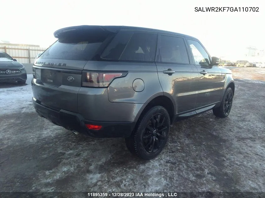 2016 Land Rover Range Rover Sport Td6 Hse VIN: SALWR2KF7GA110702 Lot: 11895359