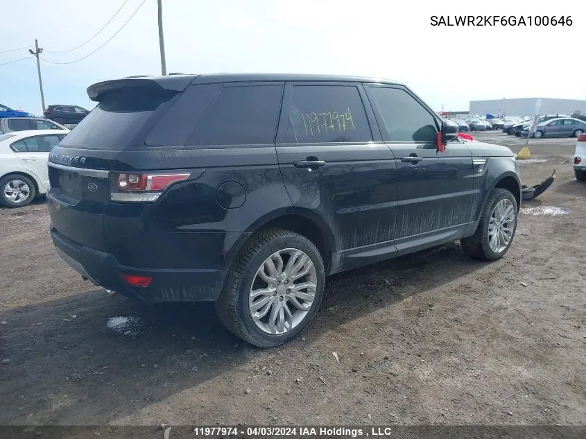 SALWR2KF6GA100646 2016 Land Rover Range Rover Sport Hse