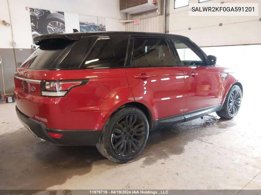 2016 Land Rover Range Rover Sport VIN: SALWR2KF0GA591201 Lot: 11979719