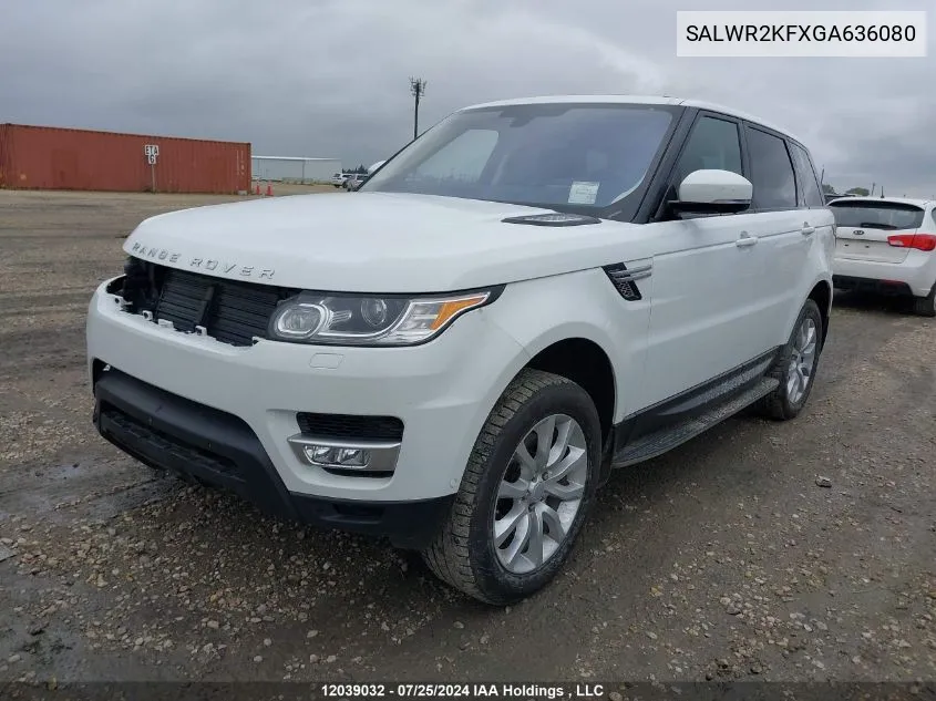 2016 Land Rover Range Rover Sport VIN: SALWR2KFXGA636080 Lot: 12039032