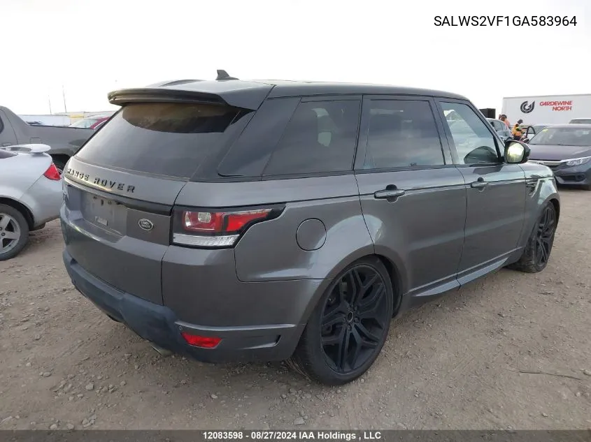 2016 Land Rover Range Rover Sport VIN: SALWS2VF1GA583964 Lot: 12083598