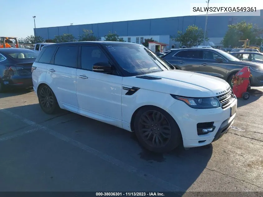 SALWS2VFXGA549361 2016 Land Rover Range Rover Sport 3.0L V6 Supercharged Hse