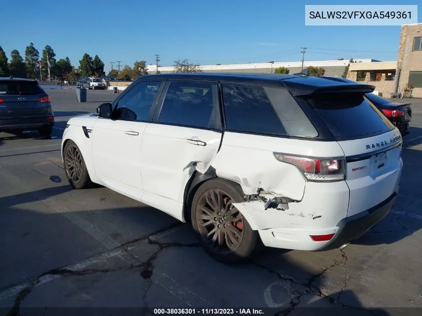 SALWS2VFXGA549361 2016 Land Rover Range Rover Sport 3.0L V6 Supercharged Hse