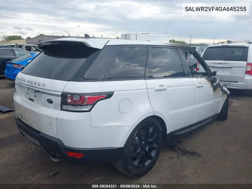 SALWR2VF4GA645255 2016 Land Rover Range Rover Sport 3.0L V6 Supercharged Hse