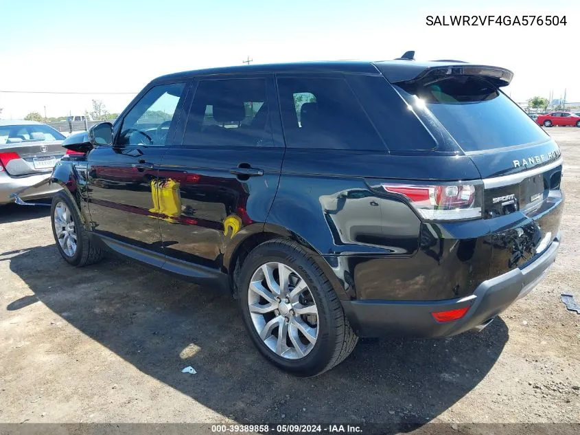 SALWR2VF4GA576504 2016 Land Rover Range Rover Sport 3.0L V6 Supercharged Hse