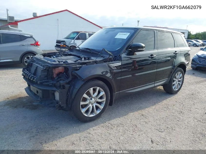 2016 Land Rover Range Rover Sport 3.0L V6 Turbocharged Diesel Hse Td6 VIN: SALWR2KF1GA662079 Lot: 39395861