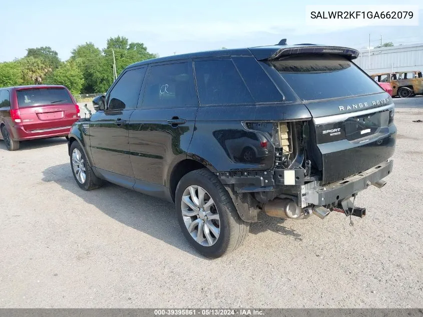 2016 Land Rover Range Rover Sport 3.0L V6 Turbocharged Diesel Hse Td6 VIN: SALWR2KF1GA662079 Lot: 39395861