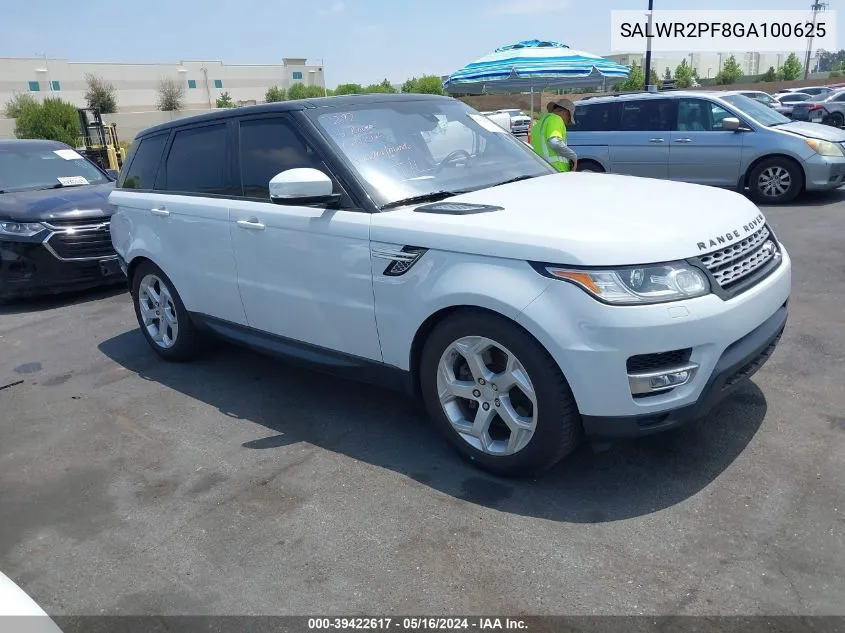 2016 Land Rover Range Rover Sport 3.0L V6 Supercharged Hse VIN: SALWR2PF8GA100625 Lot: 39422617