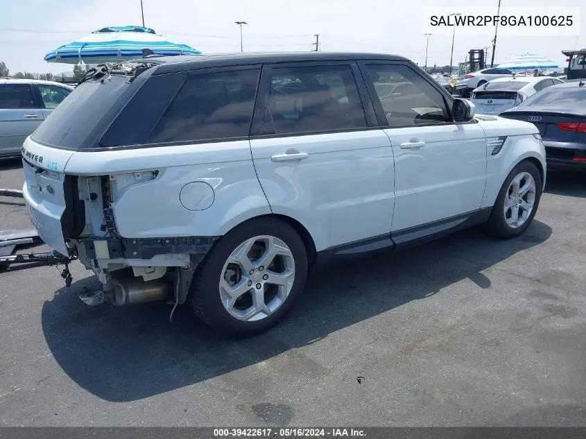 2016 Land Rover Range Rover Sport 3.0L V6 Supercharged Hse VIN: SALWR2PF8GA100625 Lot: 39422617