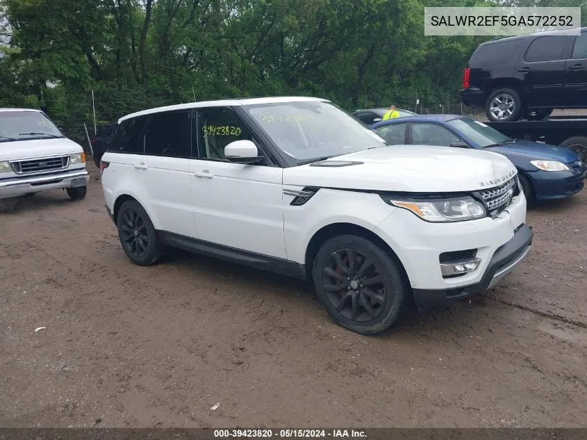 2016 Land Rover Range Rover Sport 5.0L V8 Supercharged/5.0L V8 Supercharged Dynamic VIN: SALWR2EF5GA572252 Lot: 39423820