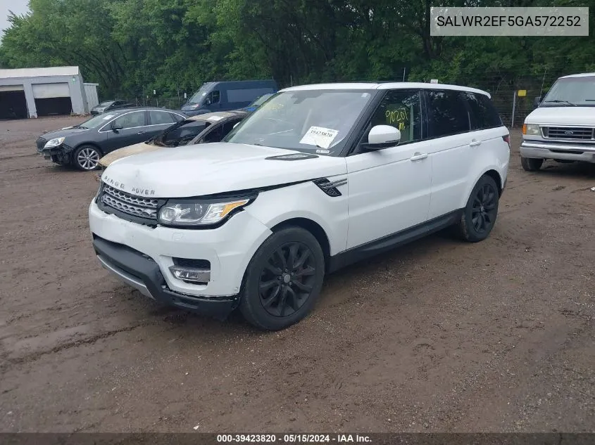 2016 Land Rover Range Rover Sport 5.0L V8 Supercharged/5.0L V8 Supercharged Dynamic VIN: SALWR2EF5GA572252 Lot: 39423820