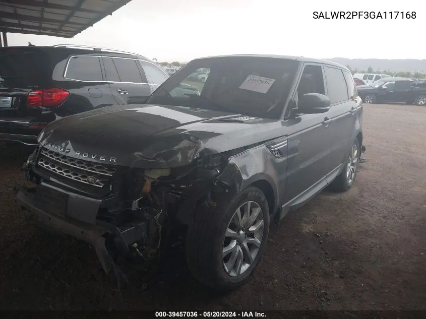 2016 Land Rover Range Rover Sport 3.0L V6 Supercharged Hse VIN: SALWR2PF3GA117168 Lot: 39457036