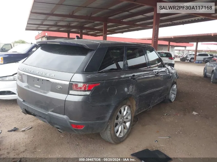 2016 Land Rover Range Rover Sport 3.0L V6 Supercharged Hse VIN: SALWR2PF3GA117168 Lot: 39457036