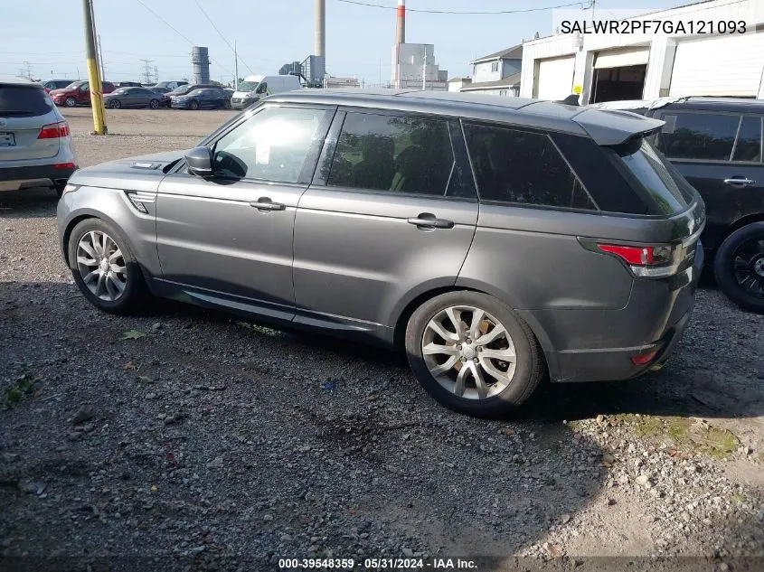 2016 Land Rover Range Rover Sport 3.0L V6 Supercharged Hse VIN: SALWR2PF7GA121093 Lot: 39548359