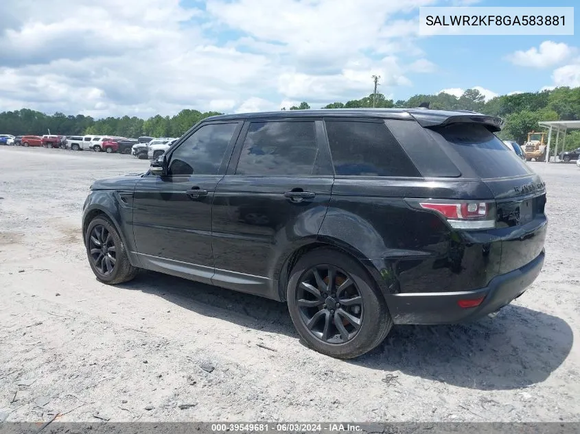 SALWR2KF8GA583881 2016 Land Rover Range Rover Sport 3.0L V6 Turbocharged Diesel Hse Td6