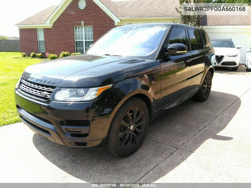 2016 Land Rover Range Rover Sport 3.0L V6 Supercharged Hse VIN: SALWR2PF0GA660168 Lot: 39549766