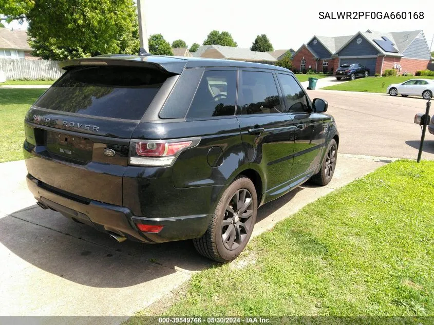 2016 Land Rover Range Rover Sport 3.0L V6 Supercharged Hse VIN: SALWR2PF0GA660168 Lot: 39549766