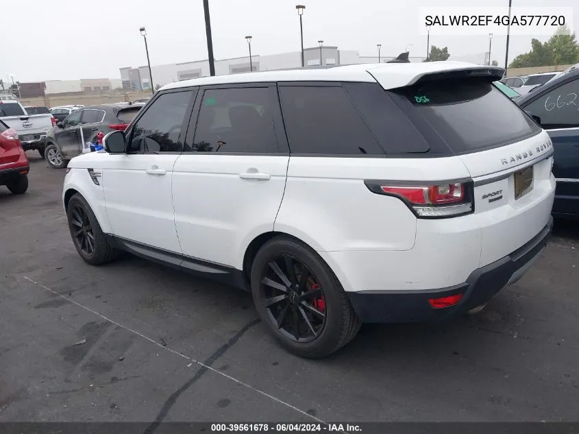 2016 Land Rover Range Rover Sport 5.0L V8 Supercharged/5.0L V8 Supercharged Dynamic VIN: SALWR2EF4GA577720 Lot: 39561678