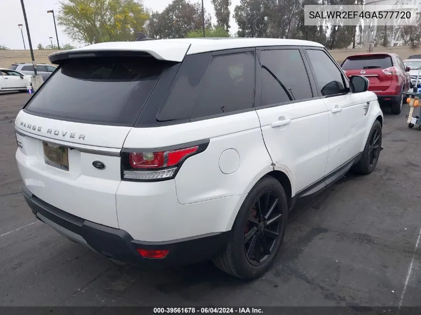 2016 Land Rover Range Rover Sport 5.0L V8 Supercharged/5.0L V8 Supercharged Dynamic VIN: SALWR2EF4GA577720 Lot: 39561678