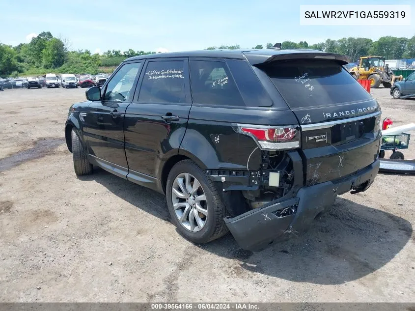 2016 Land Rover Range Rover Sport 3.0L V6 Supercharged Hse VIN: SALWR2VF1GA559319 Lot: 39564166