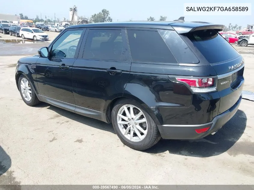 2016 Land Rover Range Rover Sport 3.0L V6 Turbocharged Diesel Se Td6 VIN: SALWG2KF7GA658589 Lot: 39567490