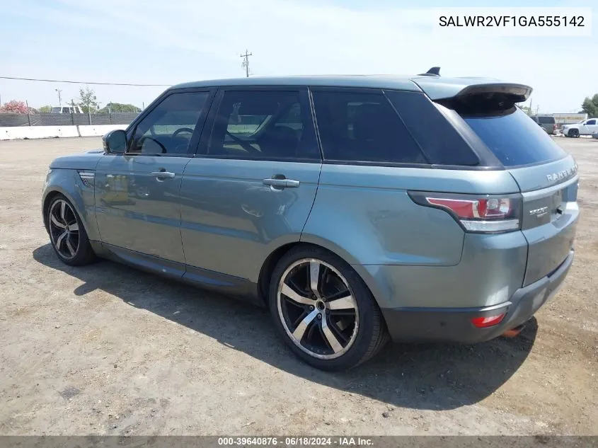 2016 Land Rover Range Rover Sport 3.0L V6 Supercharged Hse VIN: SALWR2VF1GA555142 Lot: 39640876