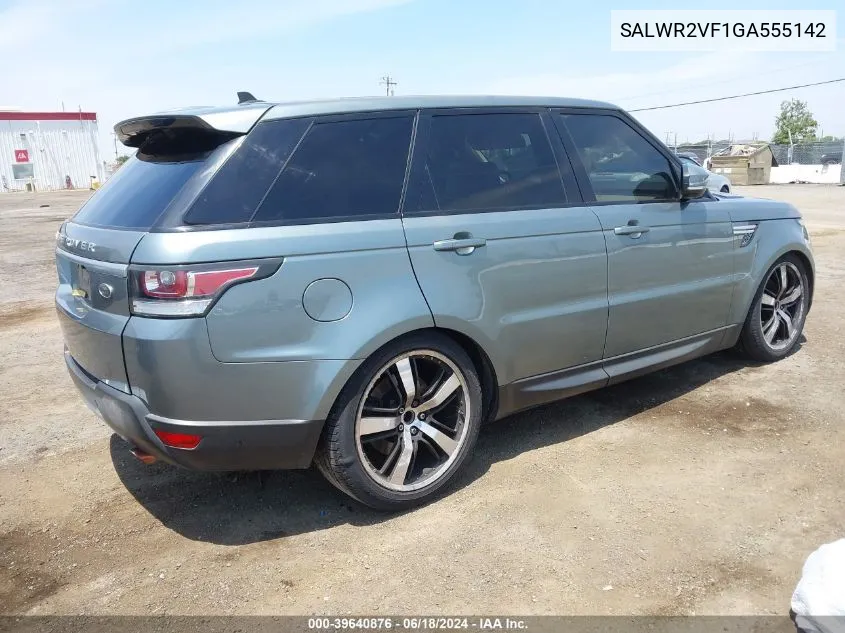 2016 Land Rover Range Rover Sport 3.0L V6 Supercharged Hse VIN: SALWR2VF1GA555142 Lot: 39640876