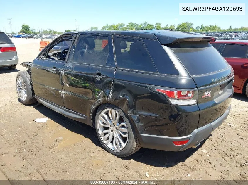 2016 Land Rover Range Rover Sport 3.0L V6 Supercharged Hse VIN: SALWR2PF4GA120693 Lot: 39667193