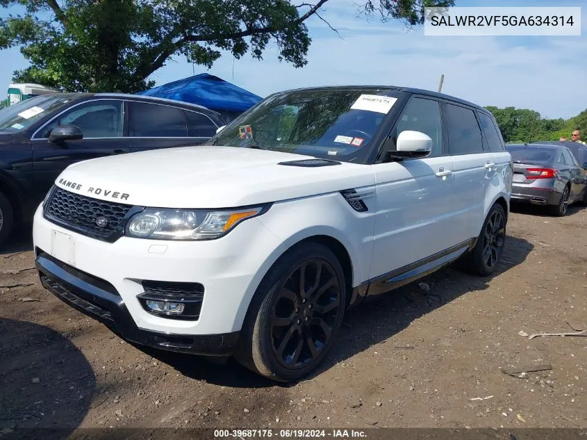 2016 Land Rover Range Rover Sport 3.0L V6 Supercharged Hse VIN: SALWR2VF5GA634314 Lot: 39687175