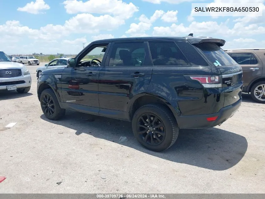 2016 Land Rover Range Rover Sport 3.0L V6 Turbocharged Diesel Hse Td6 VIN: SALWR2KF8GA650530 Lot: 39709726