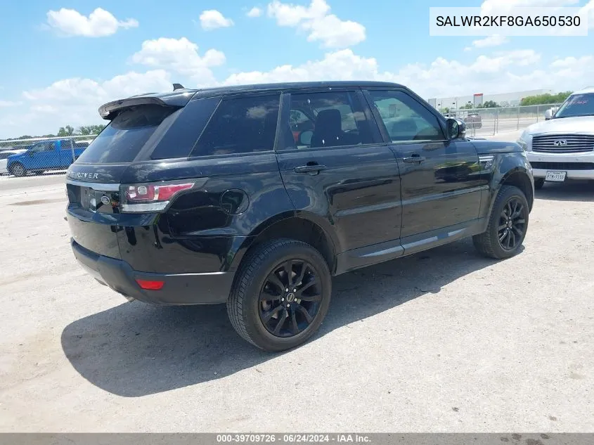 2016 Land Rover Range Rover Sport 3.0L V6 Turbocharged Diesel Hse Td6 VIN: SALWR2KF8GA650530 Lot: 39709726