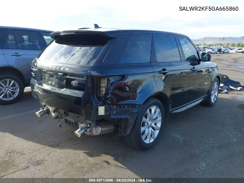 2016 Land Rover Range Rover Sport 3.0L V6 Turbocharged Diesel Hse Td6 VIN: SALWR2KF5GA665860 Lot: 39713596