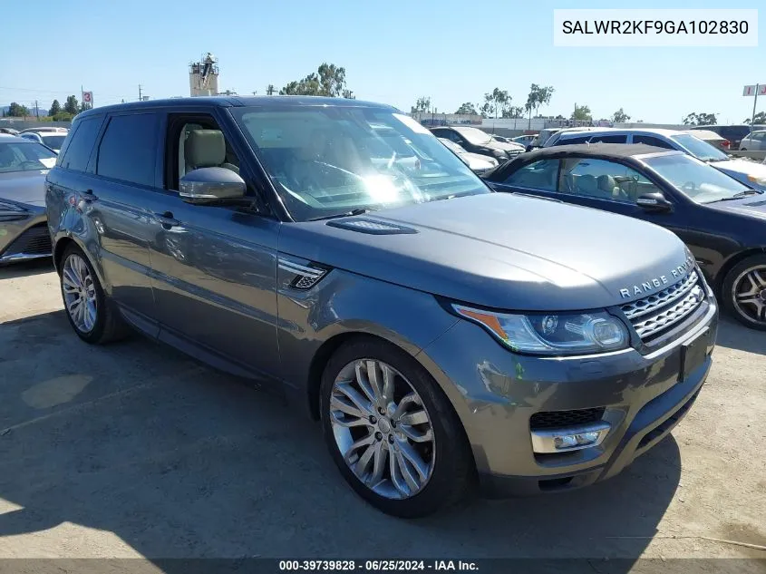 2016 Land Rover Range Rover Sport 3.0L V6 Turbocharged Diesel Hse Td6 VIN: SALWR2KF9GA102830 Lot: 39739828