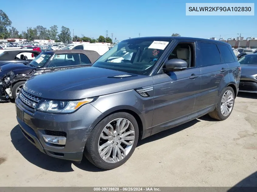 2016 Land Rover Range Rover Sport 3.0L V6 Turbocharged Diesel Hse Td6 VIN: SALWR2KF9GA102830 Lot: 39739828