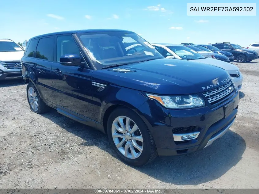 SALWR2PF7GA592502 2016 Land Rover Range Rover Sport 3.0L V6 Supercharged Hse