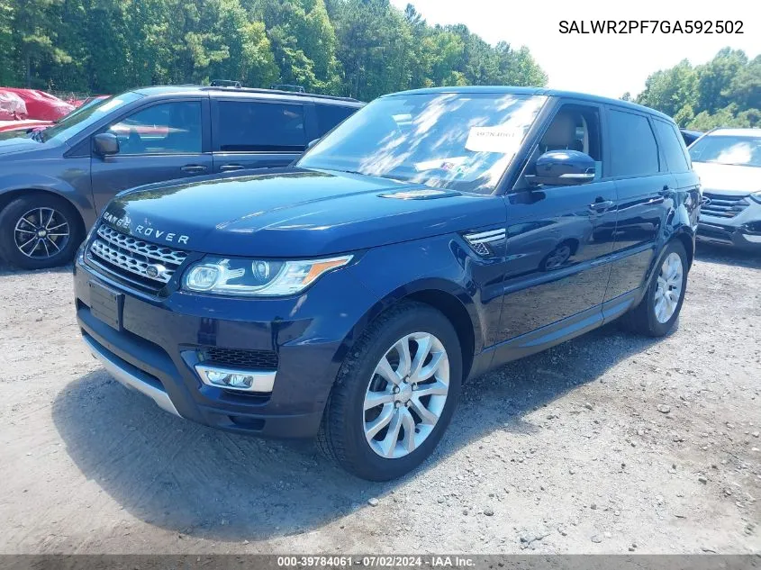 SALWR2PF7GA592502 2016 Land Rover Range Rover Sport 3.0L V6 Supercharged Hse