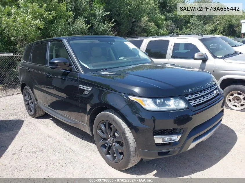 2016 Land Rover Range Rover Sport 3.0L V6 Supercharged Hse VIN: SALWR2PF7GA656442 Lot: 39796805