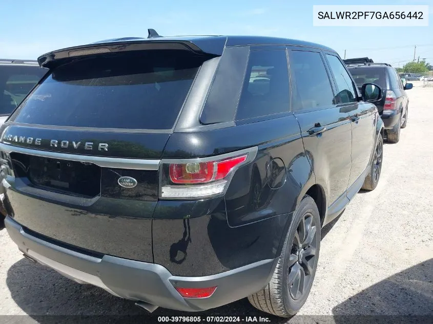 2016 Land Rover Range Rover Sport 3.0L V6 Supercharged Hse VIN: SALWR2PF7GA656442 Lot: 39796805