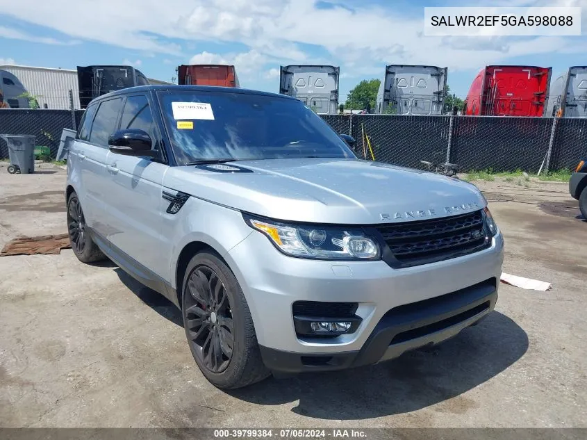 2016 Land Rover Range Rover Sport 5.0L V8 Supercharged/5.0L V8 Supercharged Dynamic VIN: SALWR2EF5GA598088 Lot: 39799384