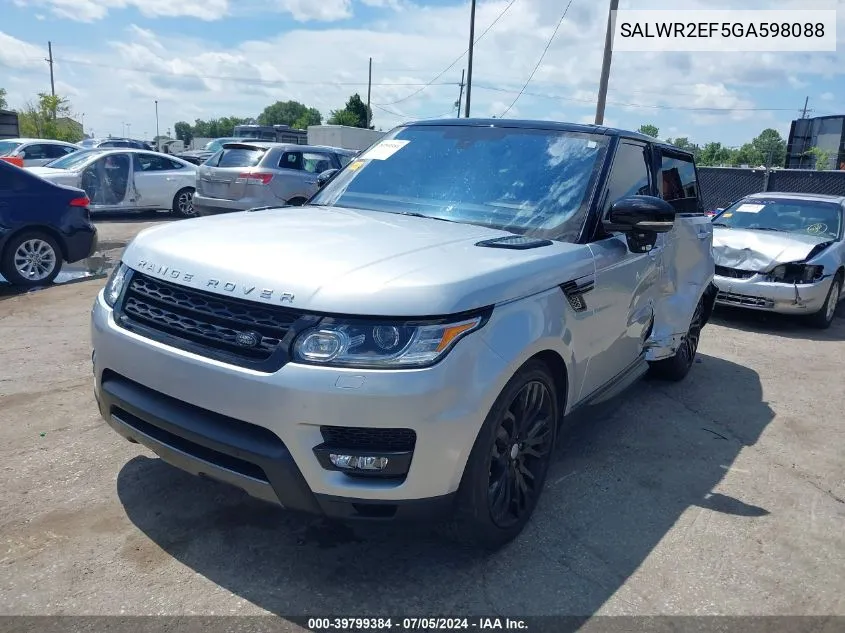 2016 Land Rover Range Rover Sport 5.0L V8 Supercharged/5.0L V8 Supercharged Dynamic VIN: SALWR2EF5GA598088 Lot: 39799384