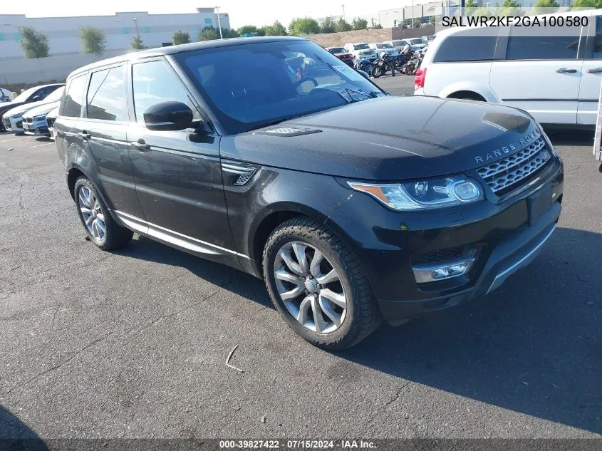 2016 Land Rover Range Rover Sport 3.0L V6 Turbocharged Diesel Hse Td6 VIN: SALWR2KF2GA100580 Lot: 39827422