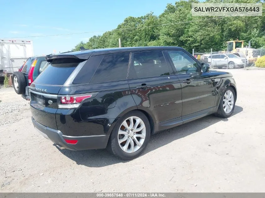 2016 Land Rover Range Rover Sport 3.0L V6 Supercharged Hse VIN: SALWR2VFXGA576443 Lot: 39857548