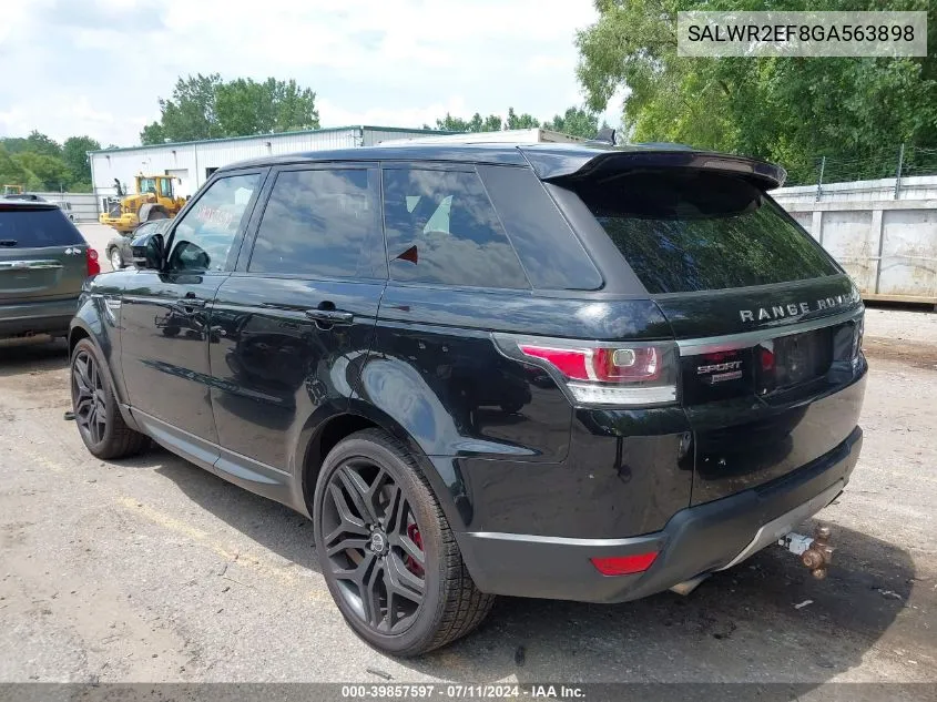 2016 Land Rover Range Rover Sport 5.0L V8 Supercharged/5.0L V8 Supercharged Dynamic VIN: SALWR2EF8GA563898 Lot: 39857597