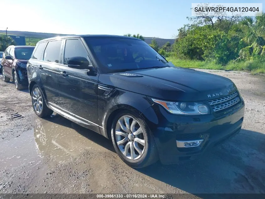 2016 Land Rover Range Rover Sport 3.0L V6 Supercharged Hse VIN: SALWR2PF4GA120404 Lot: 39861333