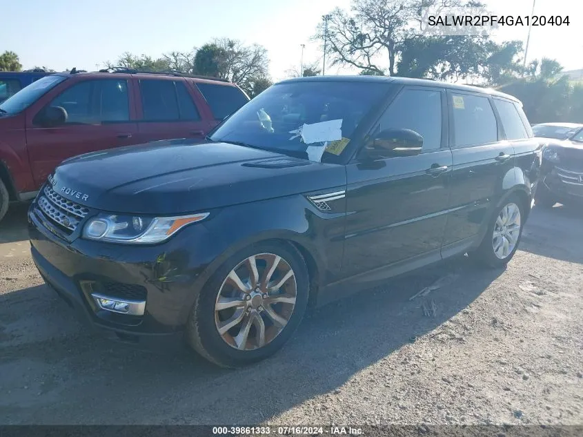 2016 Land Rover Range Rover Sport 3.0L V6 Supercharged Hse VIN: SALWR2PF4GA120404 Lot: 39861333