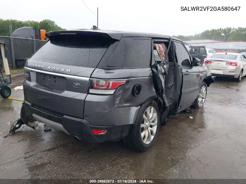 SALWR2VF2GA580647 2016 Land Rover Range Rover Sport Hse